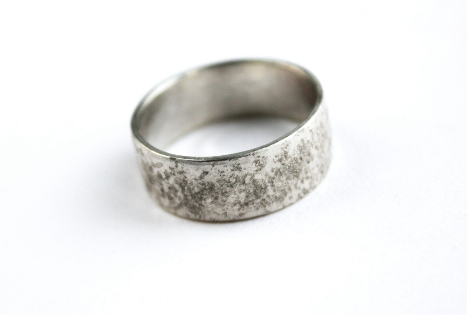 Granite silver ring size 9 1/8 unisex band textured granite like sterling silver ring rough texture