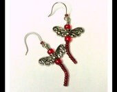 Silver Dragonfly Earrings Two Colors to Choose From