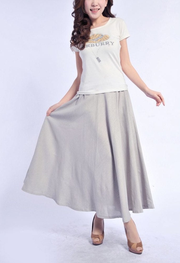 Romantic Pretty Linen Bud Long Maxi Skirt(more colour and size choice)