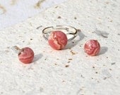 Rhodochrosite ring and earring set