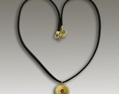 24k plated gold pendant necklace with cornelian and leather string. - Lost Teasure 2