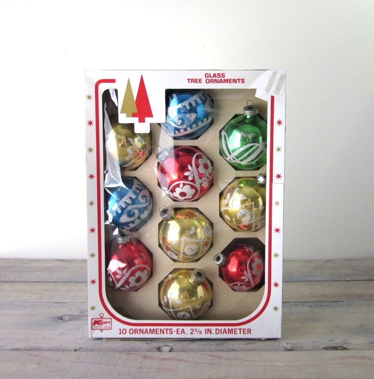 Vintage Set of Glass Christmas Ornaments