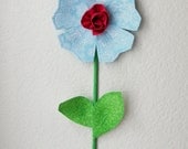 3d flower wall decal. girls room decor. fabric wall flowers. light blue fabric flower. baby shower gift. spring garden.