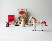Creative learning toys with horse and rabbit and other fun items for kids in a little box // travel toys // option to personalize
