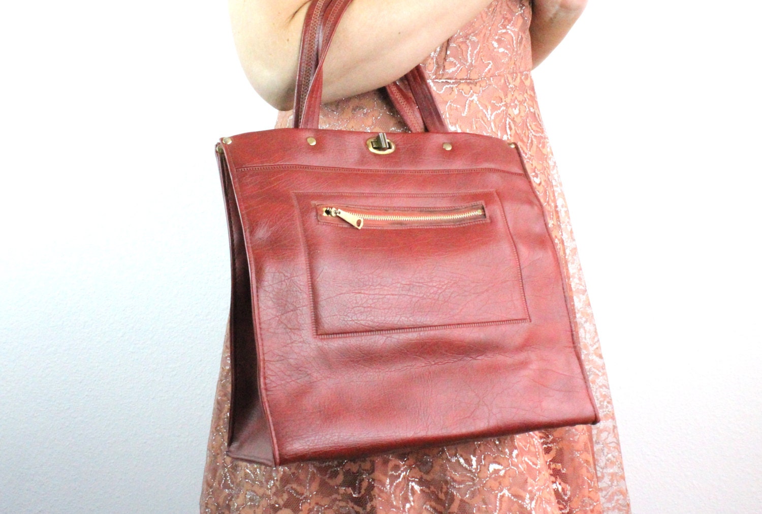 60's Unisex Oxblood Tote