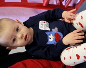 Valentine's Day "Guess WHO Loves You" OWL Onesie for Baby BOYS, perfect for 1st Valentine's Day Pics