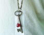 Rustic Bohemian Necklace, Skeleton Key Necklace, leather, Reverie Necklace, Boho, Bohemian Jewelry, white, red, Reverie02