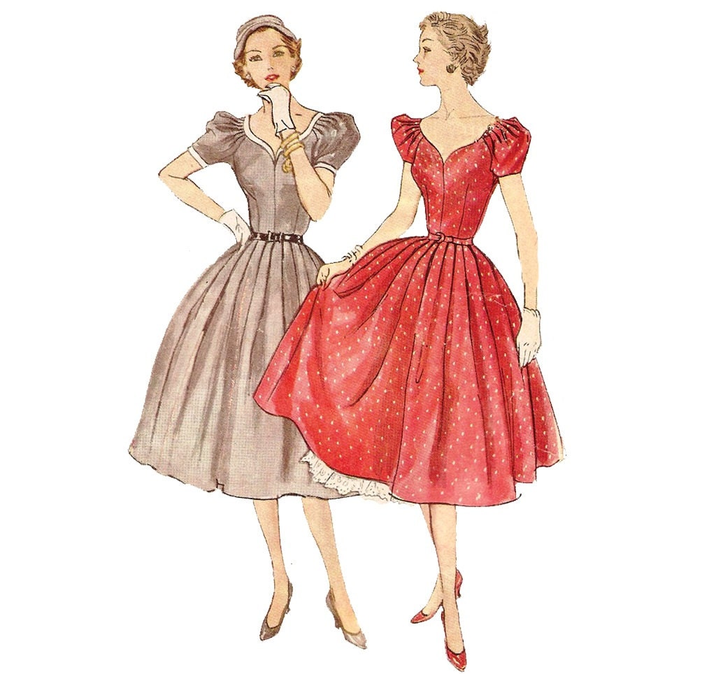 1950s Juniors Dress and Petticoat - Simplicity 3780 Vintage Sewing Pattern - Bust 31 Size 13