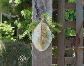 Very Small Clay Leaf Wall Pocket - Made with Hydrangea Leaf - Flower Holder or Dried Arrangement