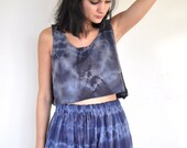 Electric Blue Hand Dyed Crop Tank Top
