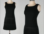 vintage 1960s dress . ALAMOR NY . fringe . mod mini flapper . 3301