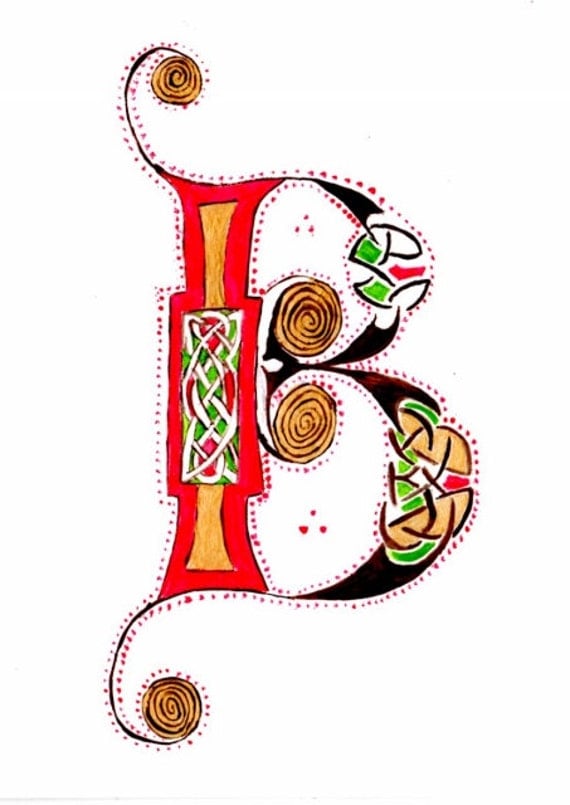 Hand Painted Illuminated Letter B By Zamirassong On Etsy