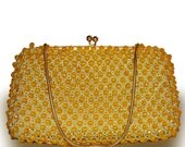 Vintage - Funky gold plastic beaded convertible purse / handbag