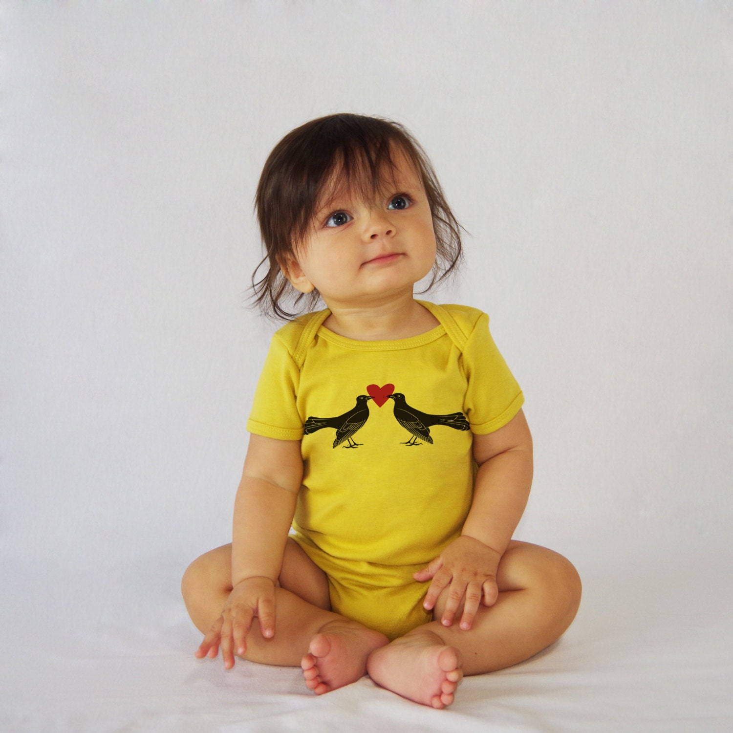 Grackle Love Organic Baby Onesie in Dijon