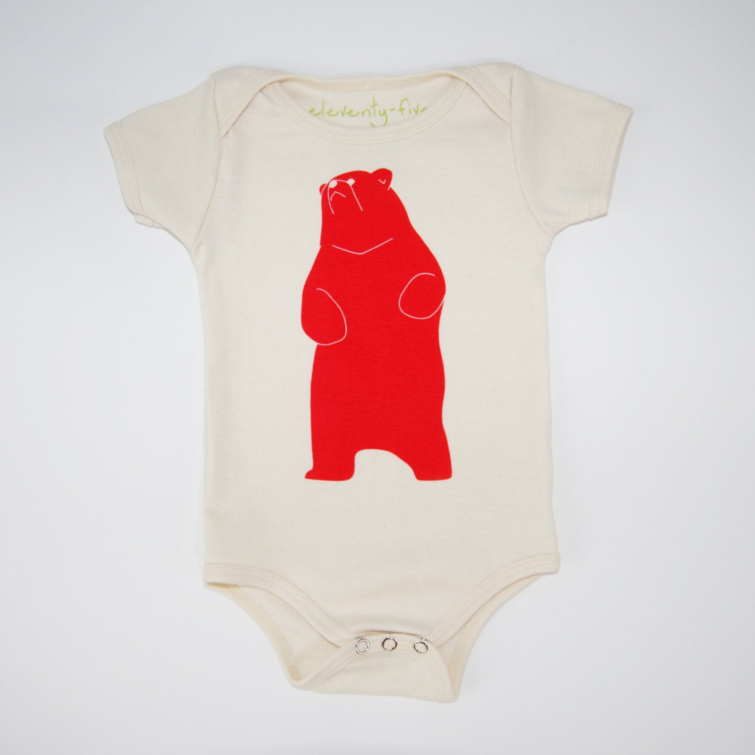 Be the Bear Organic Baby Onesie in Natural with Red Ink