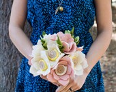 The Christina Wedding Bouquet - Felt Flower - Custom - Alternative Bouquet - Wedding - Pink and Gray -