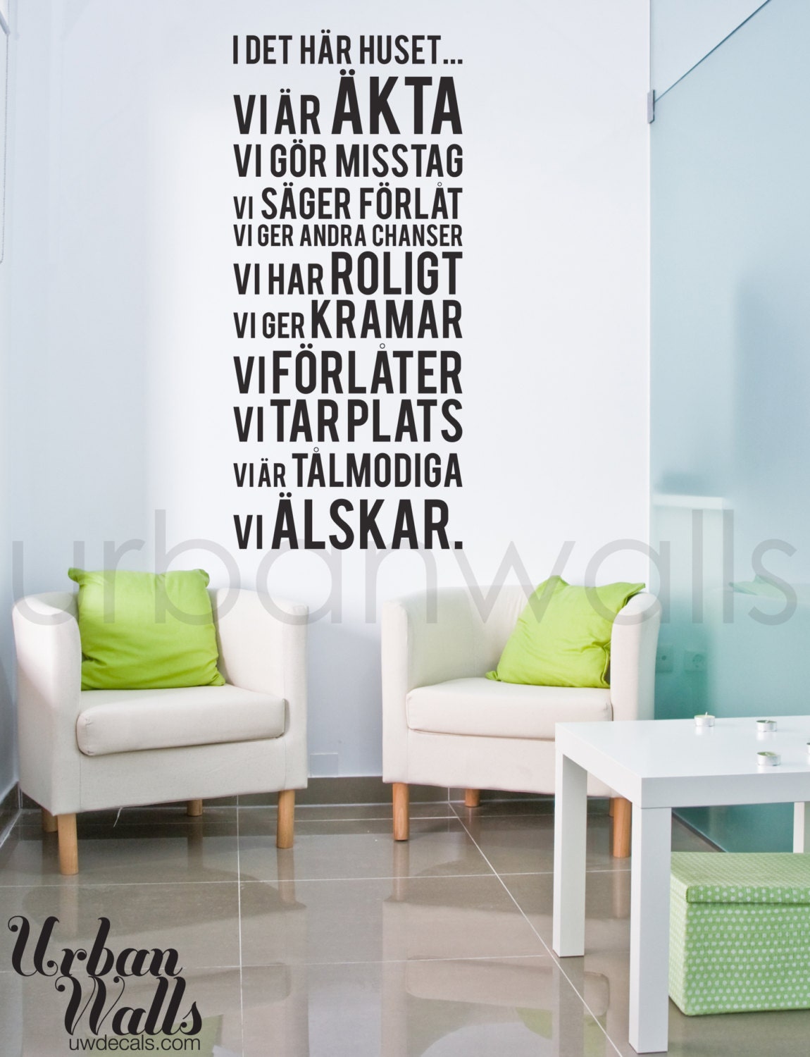 Vinyl Wall Sticker Decal, I det här huset... - Swedish