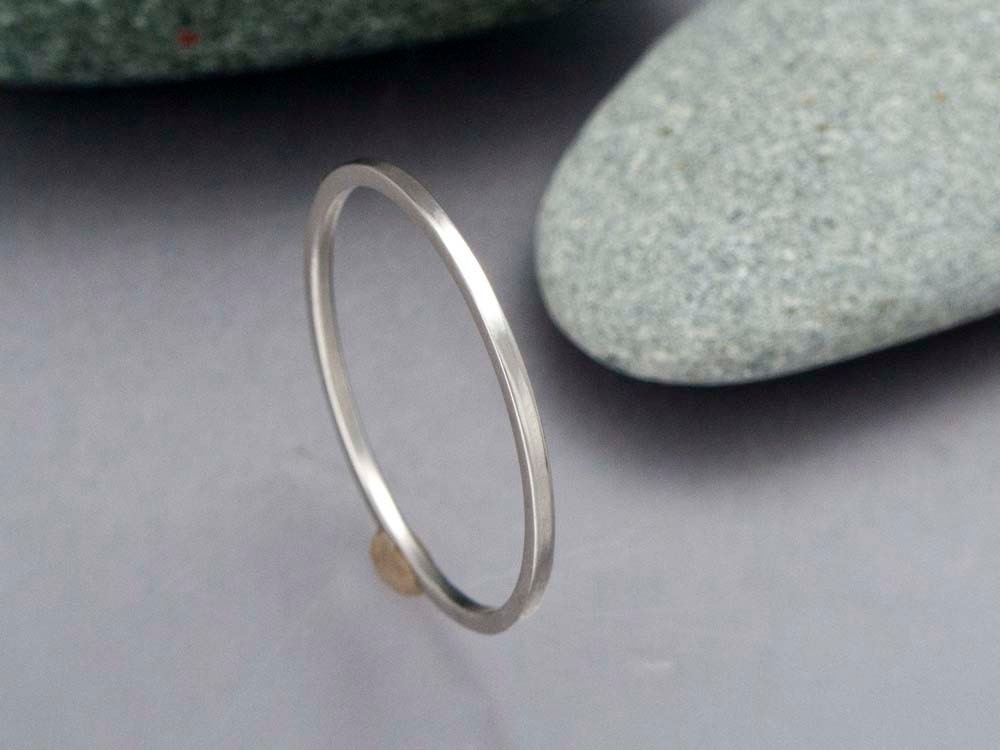 Square Platinum Wedding Band - Choice of 1-2mm Square Platinum Stacking Ring