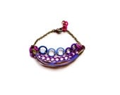 Leather Friendship Bracelet Purple Fringe with Charms, Chain Bracelet