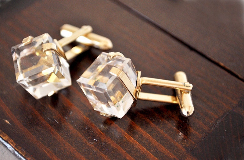 Vintage Chunky Crystal Cufflinks