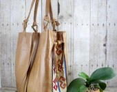 Large Leather Tote, Kilim Rug Bag, Travel Tote, Tribal Leather Bag. Leather Purse