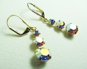Leverback Earrings - Swarovski Graduated Drop Crystals - Clear AB (Aurora Borealis) - SRAJD