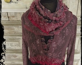 Purple Tattered Lace Cardigan with Matching Scarf and Flower Choker / Upcycled Clothing / Women Tops Blouses / Victorian Steampunk