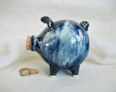 Piggy Bank - Marbled Slate and Cream - Unique - One of a Kind - Gift for All Ages