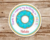 SET of 12 DONUT Favor Tags, Stickers  :  choose your favorite donut