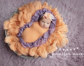 Lavender Fields- lavender and peach silk flower, rosette and lace headband