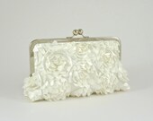 COUTURE Satin Blossom Clutch in Ivory (More Colors Available)