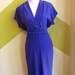 1980s vintage / Monaco Blue SILK Short Dolman Sleeve Dress / Size M