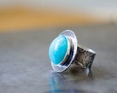 Amazonite Ring in Sterling Silver - Lightness of Being - Cocktail Ring