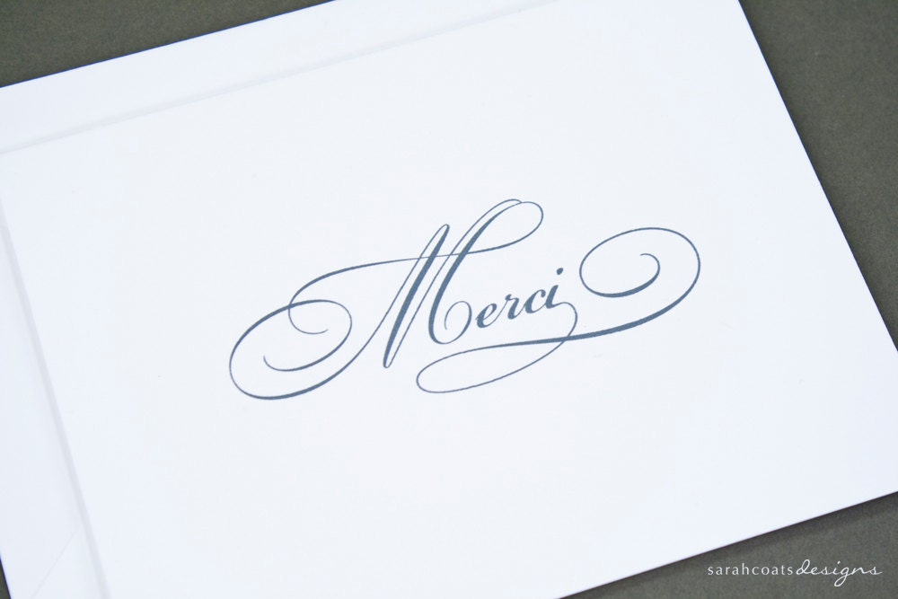 Merci Calligraphy Thank You Cards (set of 10)