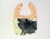 Snap Bib, Green Yellow Red Luna Moth Pieced Screen Print, Eco Friendly, Nickel Free