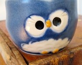 Hooter Owl Mug (Raven) in Stone Cold Blue Handmade Stoneware - Ready to Ship