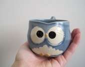 Hooter Owl Mug (Sasha) in Stone Cold Blue Handmade Stoneware - Ready to Ship