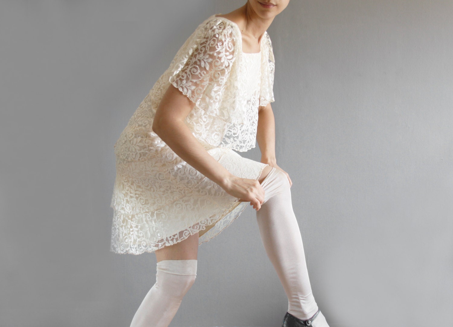 1970's lace flapper dress