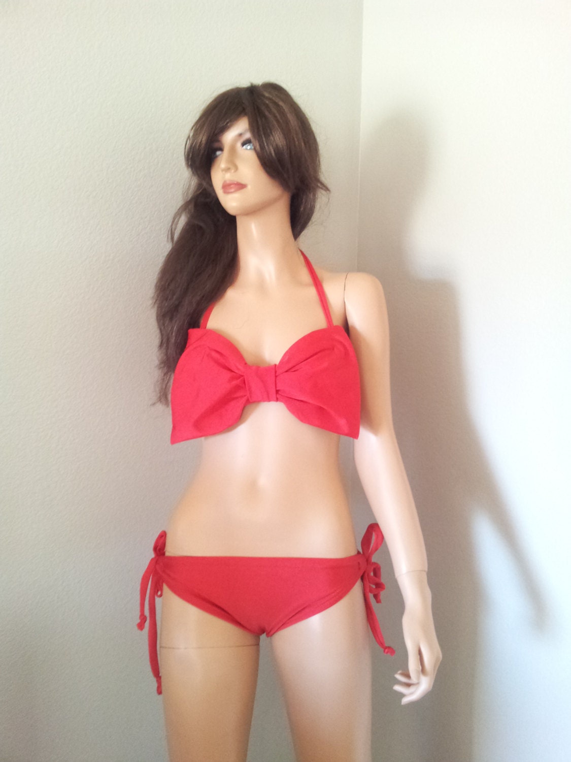 SALE//Red Bow Bandeau sun bathing bikini set