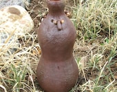 Wood Fired Desert Goddess- Gourd Shaped with Handmade Beaded Clay Jewelry