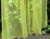 Lemon Yellow Sheer Curtains, French Voile Panels, Vintage Daisy Passementerie