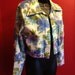 VINTAGE Jacket with SPARKLY  Blue Purple FLOWERS, amazing, womens Medium