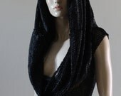 Gothic Goth Medieval l Hoodie Hood Scarf Hat T-shirt Black Mesh Knight Cosplay Top - Chrisst Unique Fashion SPECIAL ETSY PRICE