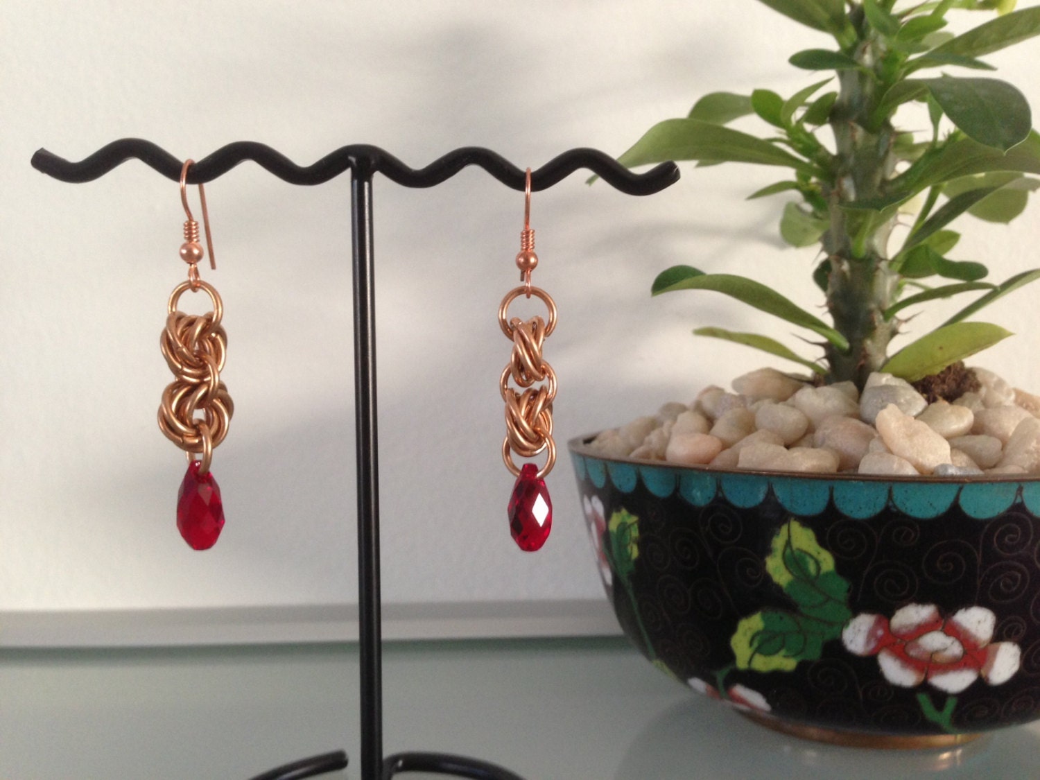 Bronze Knot Earrings (Siam Drop)