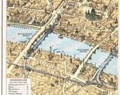 1928 City of London map vintage London street map London places of interest London guide map decor