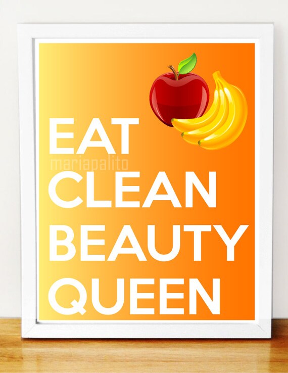 EAT CLEAN Beauty Queen Print, 8.5 x11 Poster Motivational Fitness Print A600 Il_570xn