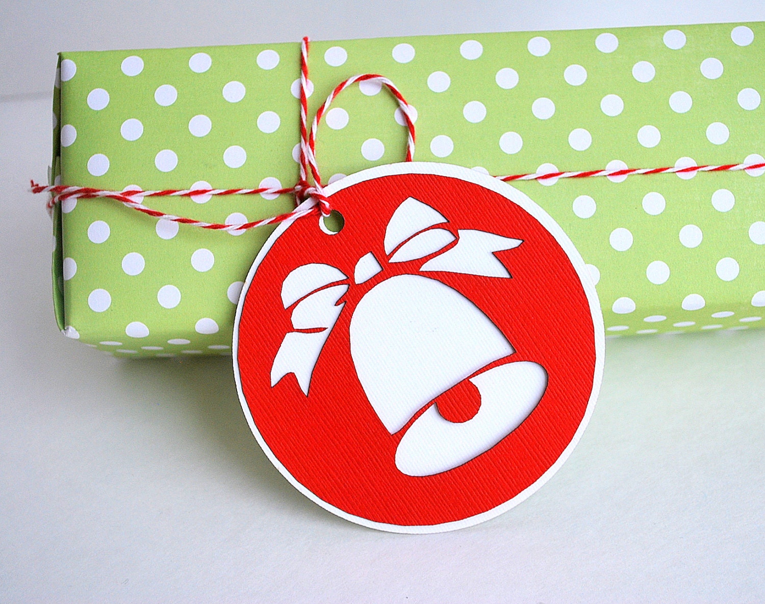 Christmas Bell Die Cut Christmas Tags or Package Labels Set of 6 Tags A630 Il_570xn