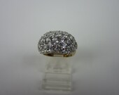 Vintage Sterling Silver Ring. Stunning Pave Stone Band. Gold Wash over Silver
