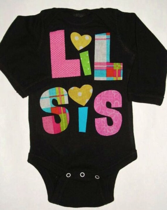 Lil Sis baby onesie, newborn girl, bodysuit, Big Sis, Lil Bro, Big Bro, sibling set Il_570xn