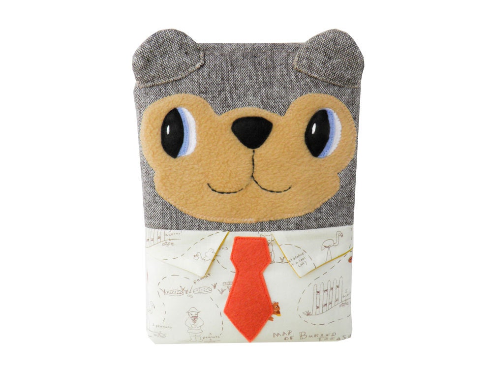 Ipad mini case / sleeve bear "working boy" - in tweed
